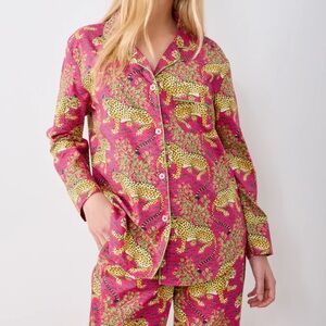 Printfresh Long PJ Top in Bagheera, Pink Cheetah Pajama Top, Loungewear